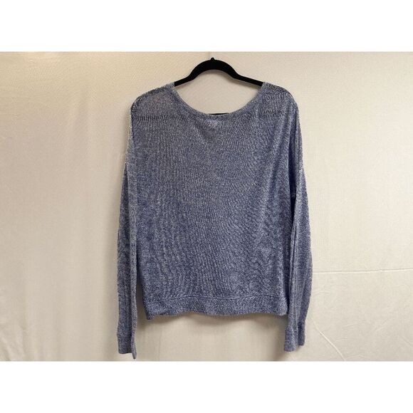 Victoria's Secret Womens Pink Pullover Ribbed Knit Blue Sweatshirt Size Medium - Picture 2 of 7